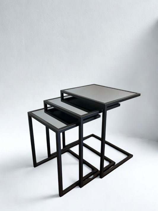 3'lü Metal&Cam Modern Zigon Sehpa