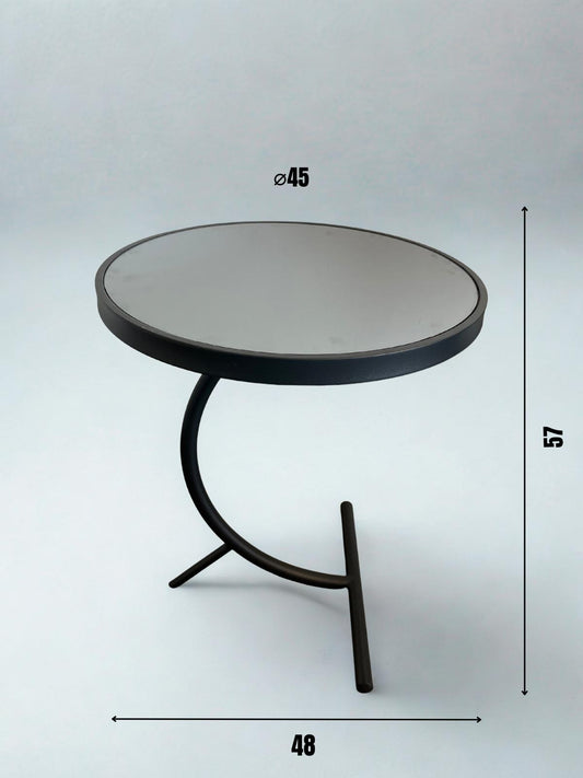 Modern Füme Aynalı Metal C Yan Sehpa